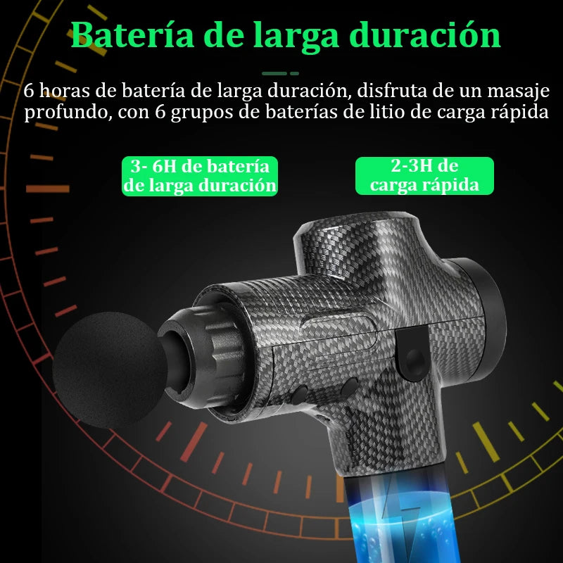 Pistola de Masaje Muscular Multifunción con 6 Cabezales