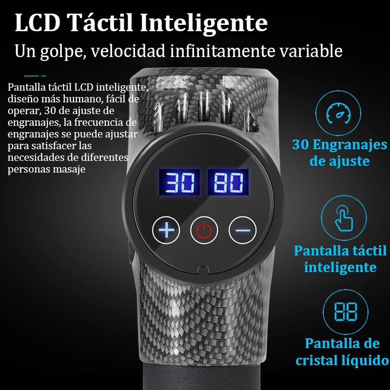 Pistola de Masaje Muscular Multifunción con 6 Cabezales